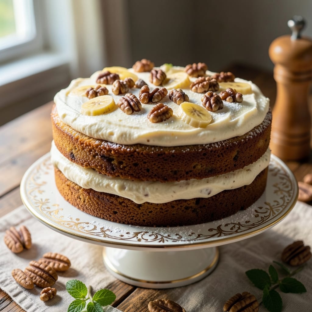 Banana Nut Cake With Sour Cream Recipe: Ultra Moist Crumb and Toasted Nut Crunch
