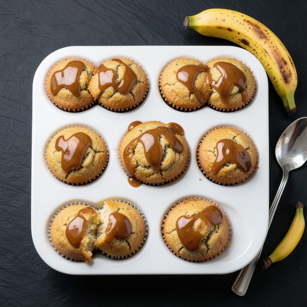 Banana Caramel Cupcake Recipe: Swirled Vanilla and Salted Caramel Delight