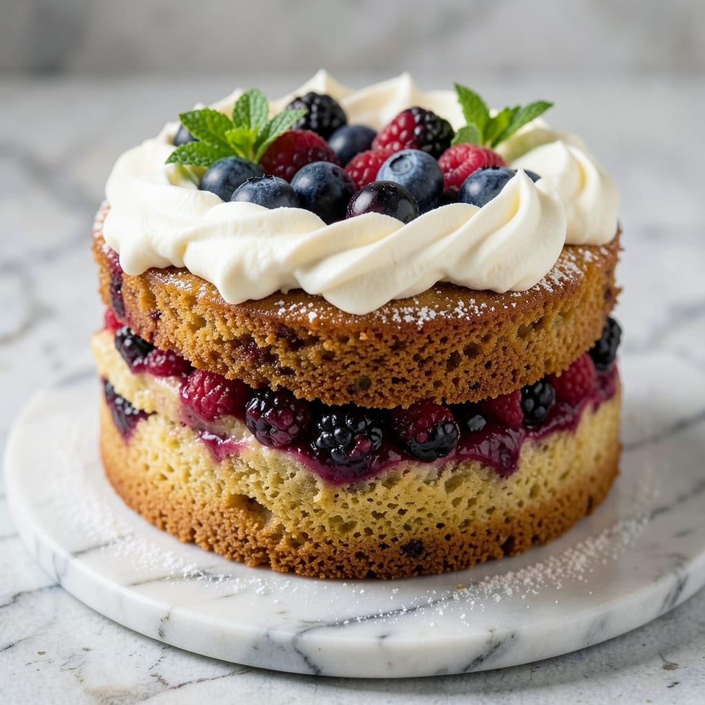 Banana Berry Cake Recipe: Swirled Fruit Layers With Buttery Streusel Crown