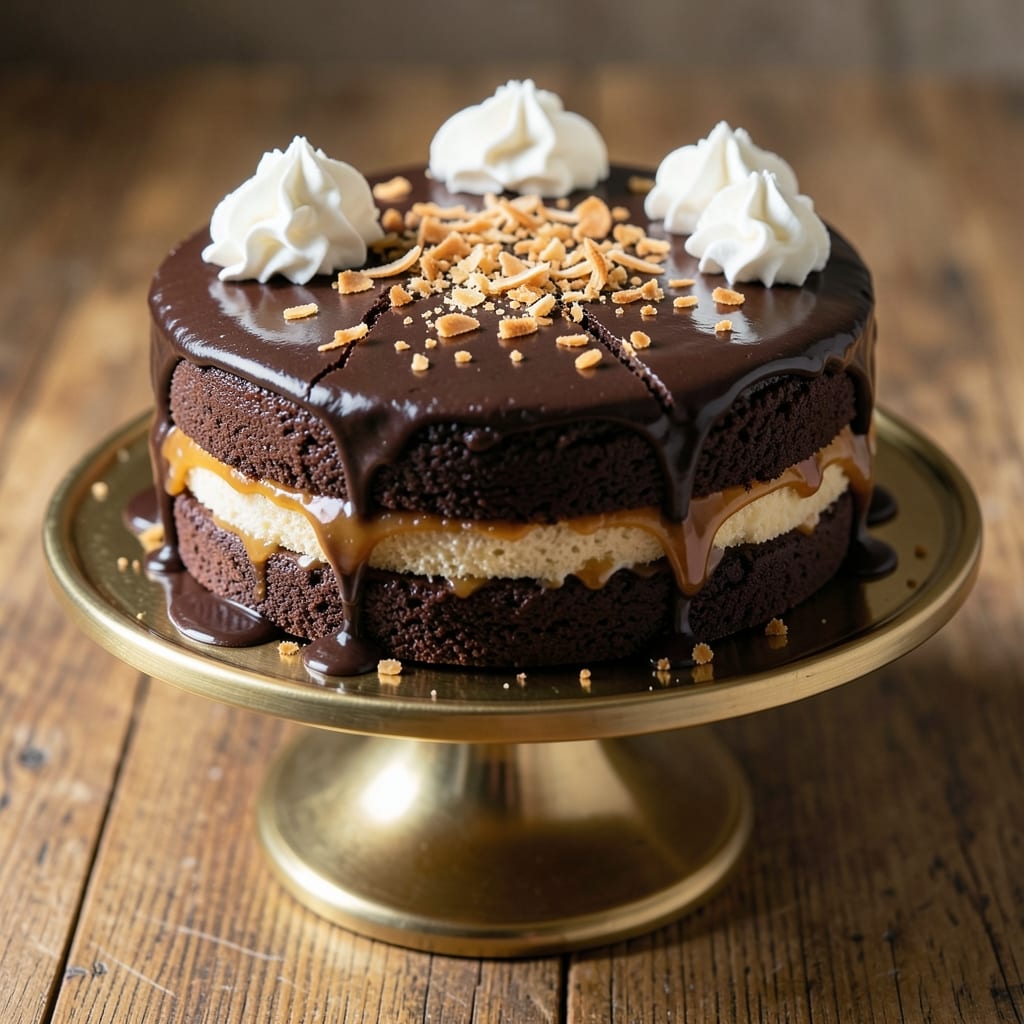 Baker's Unsweetened Chocolate German Chocolate Cake Recipe: Double-Layered Richness With Pecan-Studded Topping