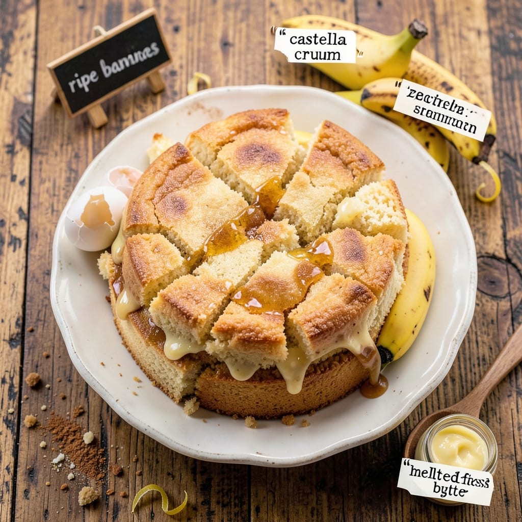 Banana Castella Cake Recipe: Moist Spiced Layers with Caramelized Banana Heart
