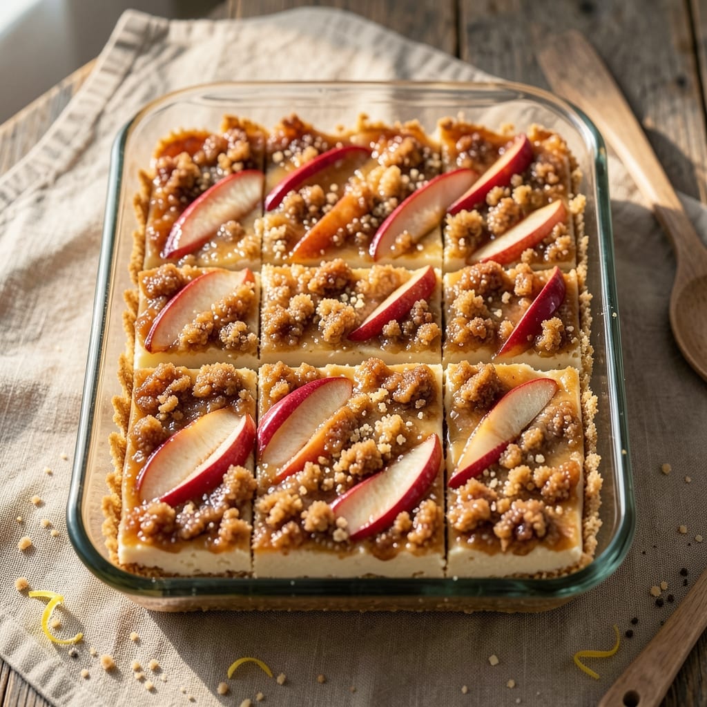 Apple Crisp Cheesecake Bars Recipe: Spiced Apple Filling Meets Creamy Cheesecake Base