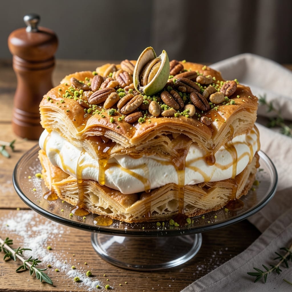 Baklava Ice Cream Cake Recipe: Crunchy Phyllo Layers with Nutty Honey Swirl