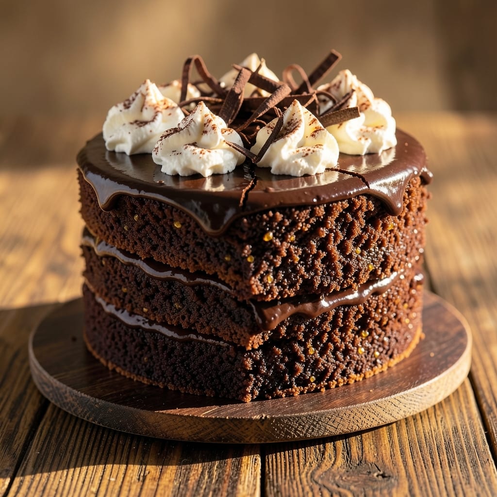 Alvin Zhou's Chocolate Cake Recipe: Deep Dark Fudge Layers with Crunchy Nut Topping