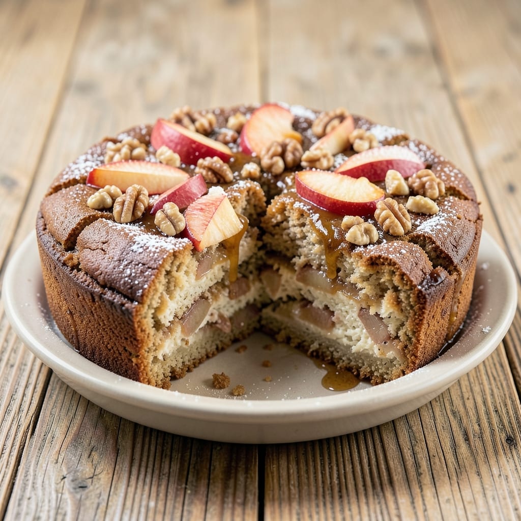 Apple Walnut Brown Sugar Cake Recipe: Buttery Streusel Crown Over Spiced Apple Layers