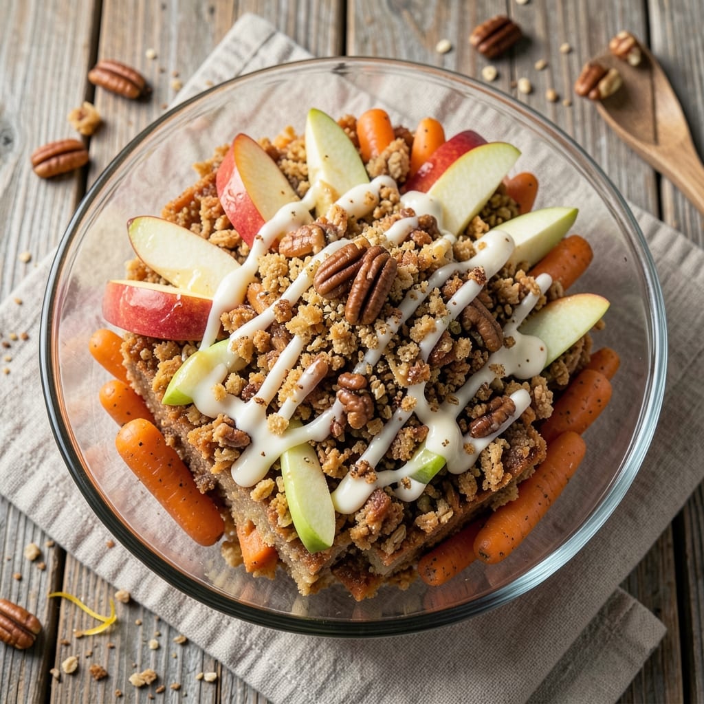 Apple Carrot Cake Salad Recipe: Crunchy Streusel-Topped Sweet and Savory Twist