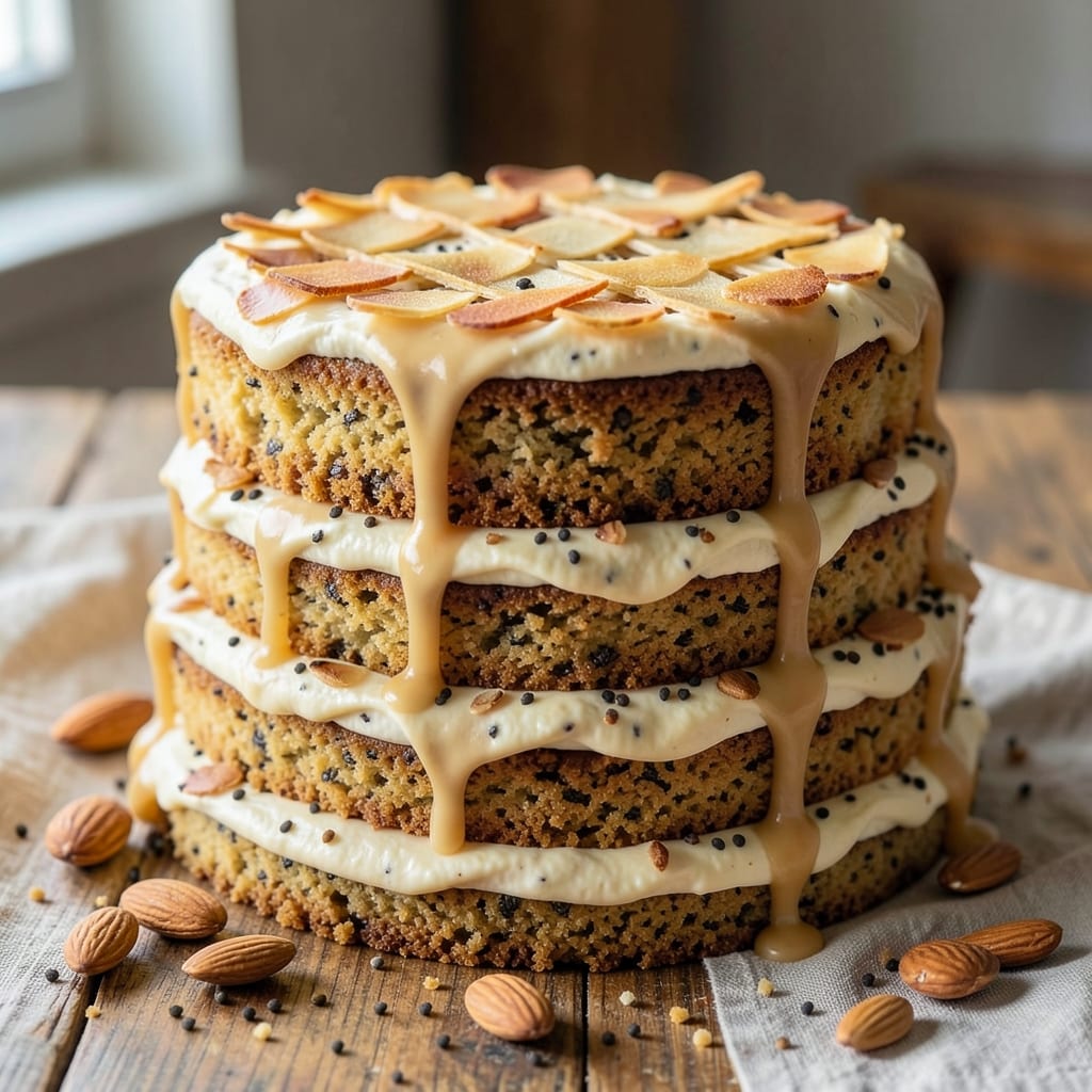 Almond Poppyseed Cake Recipe: Nutty Crunch and Moist Vanilla Layers
