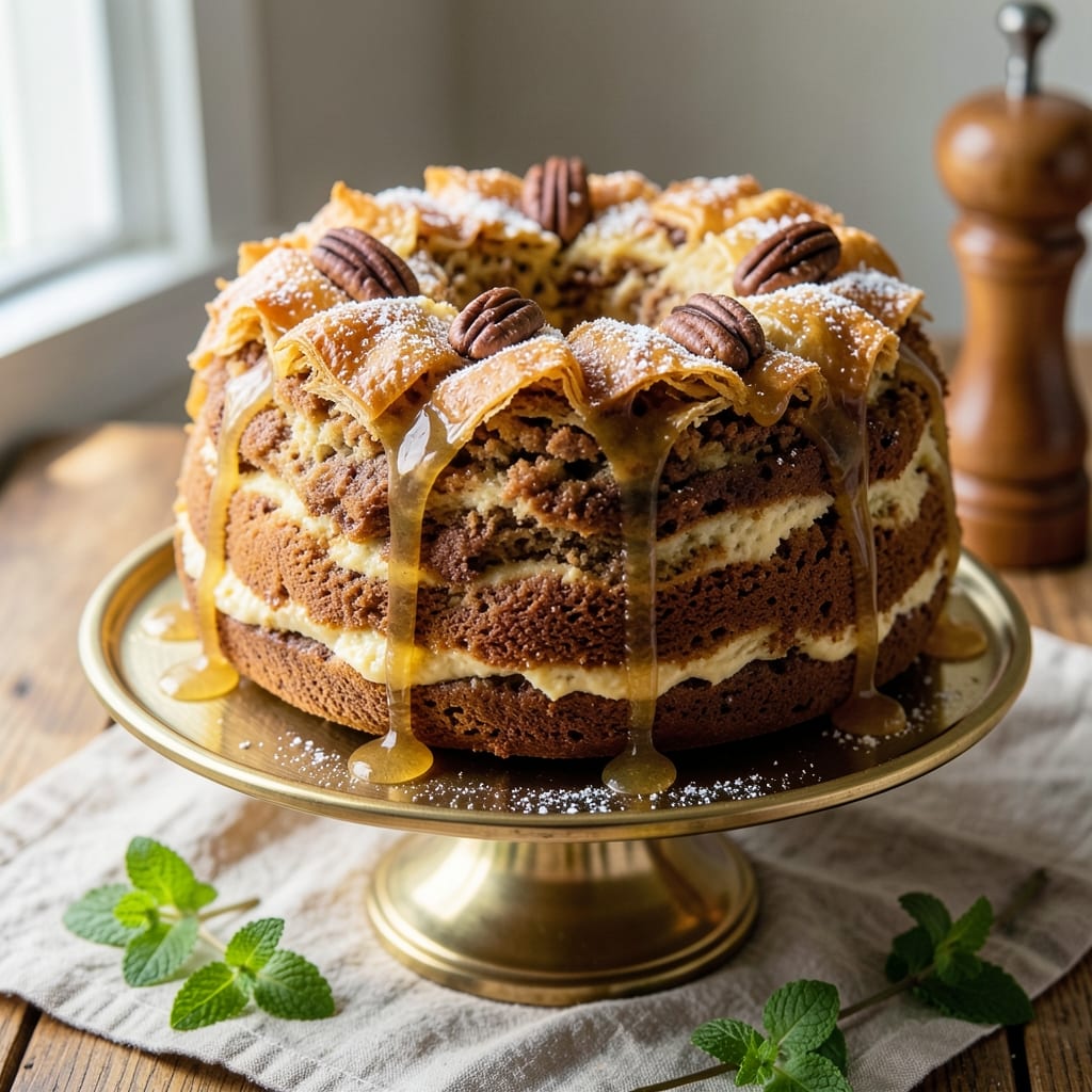 Baklava Banana Bundt Cake Recipe: Nutty Swirls and Caramelized Top