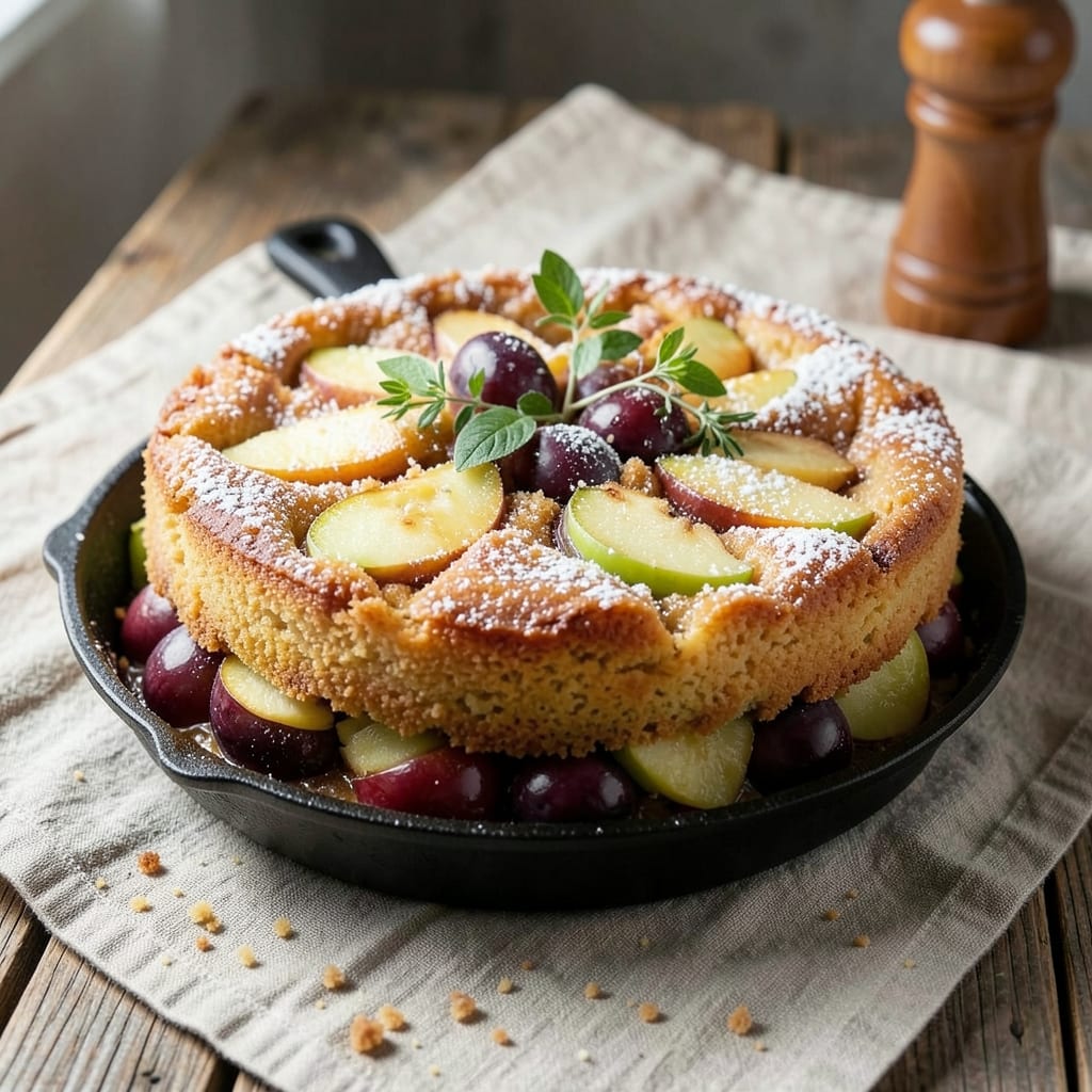 Apple and Plum Upside Down Cake Recipe: Caramelized Fruit With Buttery Streusel Crown
