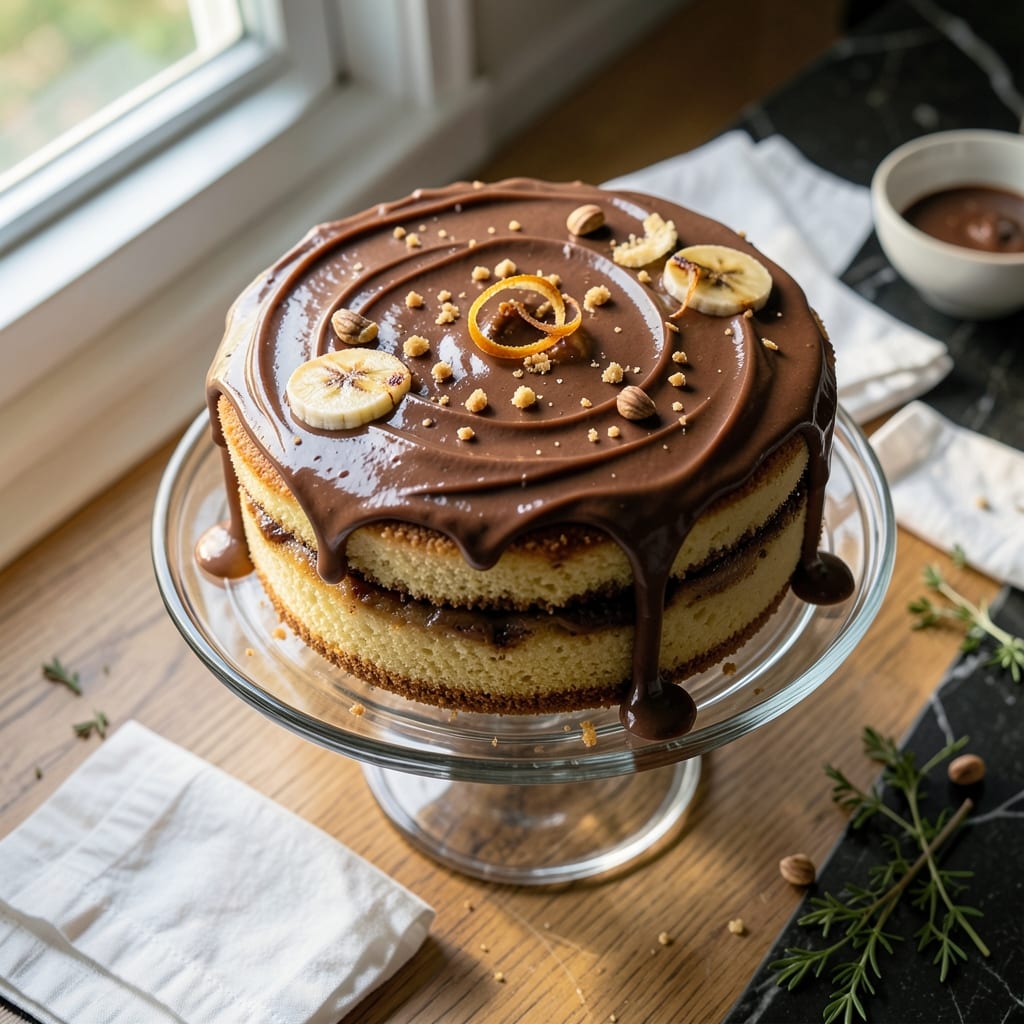 Banana Cake With Nutella Frosting Recipe: Decadent Layers of Chocolate and Vanilla Bliss
