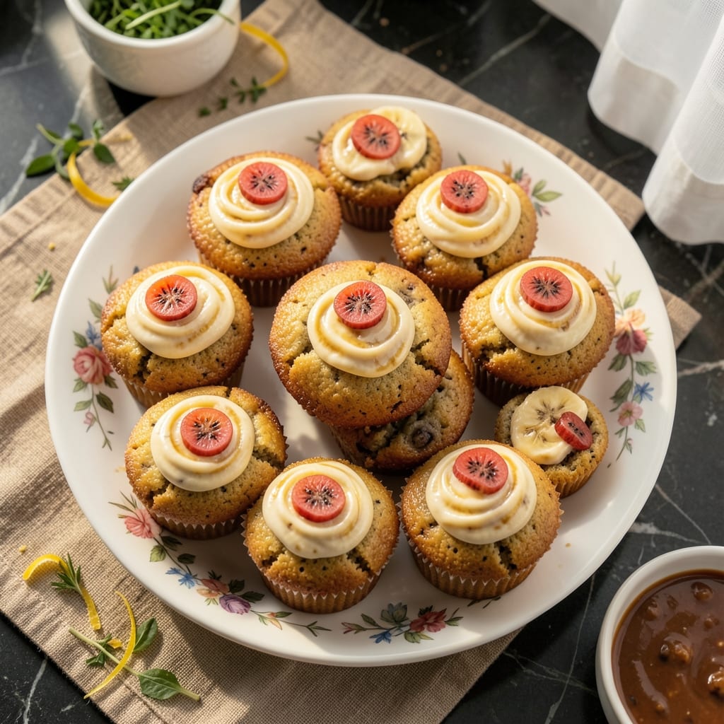 Banana Cream Cupcakes Recipe: Swirled Vanilla Frosting and Soft Banana Layers