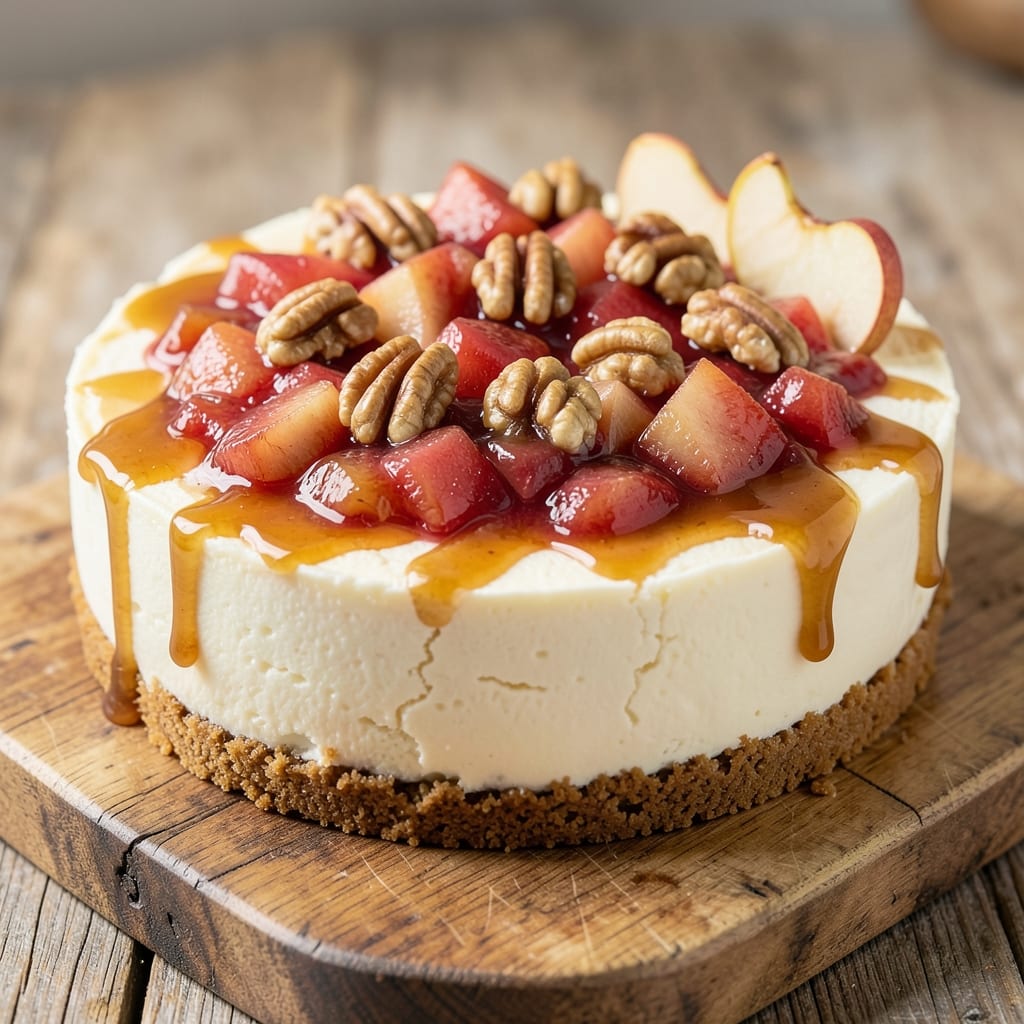 Apple Praline Cheesecake Recipe: Nutty Caramel Crunch Over Creamy Layers